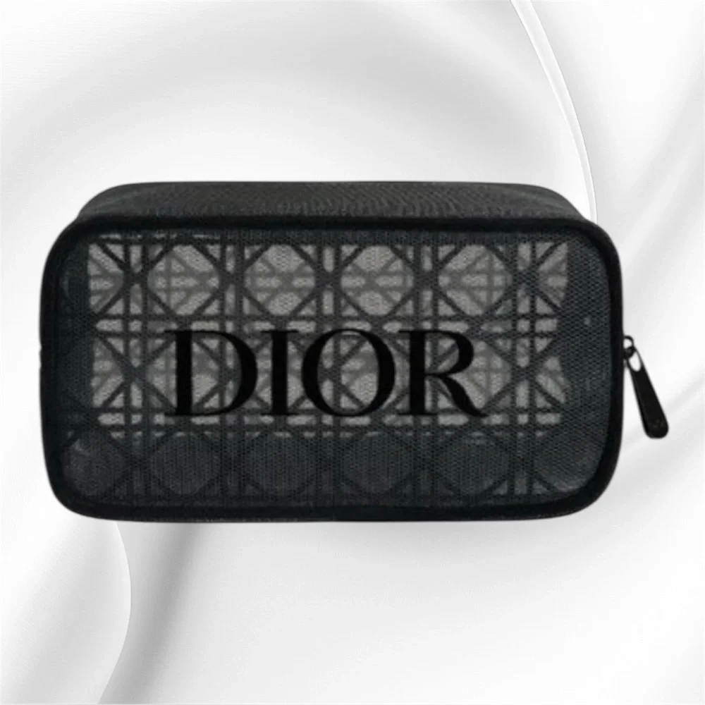 Dior Black Mesh Logo Cosmetic Pouch